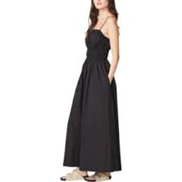 Stateside Ramona Black Poplin Cotton Tiered Smocked Maxi Dress Sundress S NWT - Picture 6 of 10